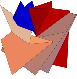 A fundamental domain for a free group on two generators acting on three-dimensional affine space.